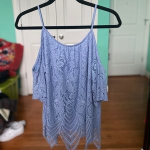 Boho Blue Off the Shoulder Shirt